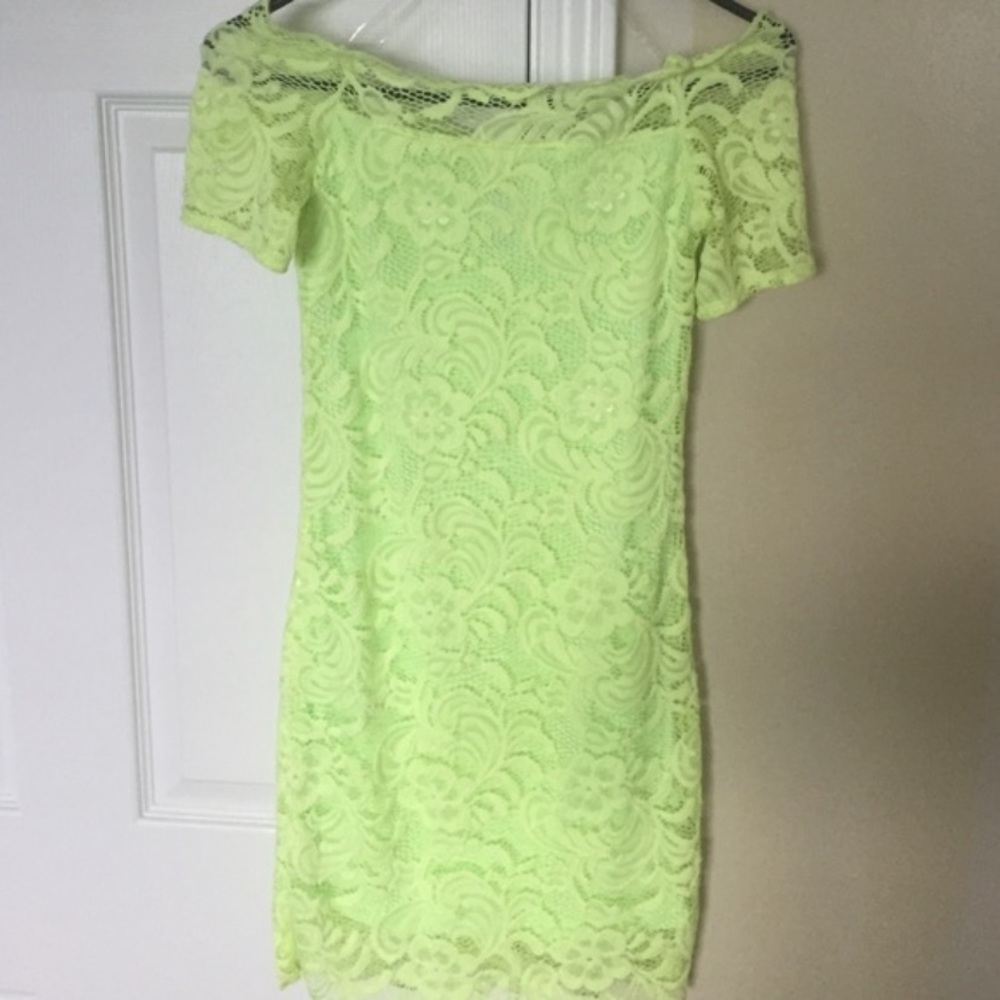 Neon Yellowgreen Lace Dress from H&M
